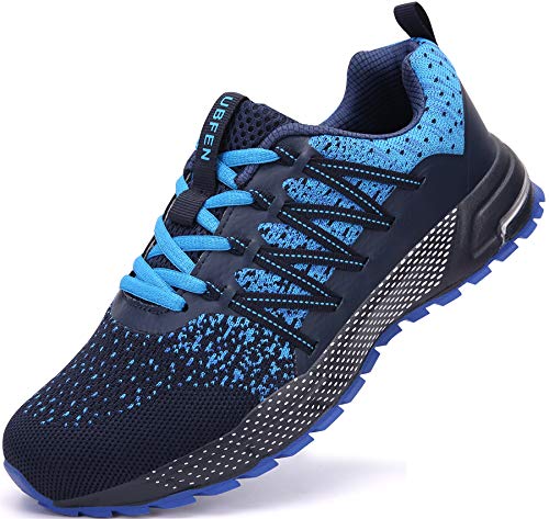 SOLLOMENSI Zapatillas de Deporte Hombres Mujer Running Zapatos para Correr Gimnasio Sneakers Deportivas Padel Transpirables Casual Montaña 44 EU H Azul