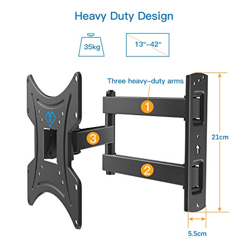 Soporte de Pared para TV 13¨-42¨ - Girar, Inclinar, Extender y Retraer - Montaje Televisor Sólido Carga hasta 35 kg - Máx VESA 200x200mm