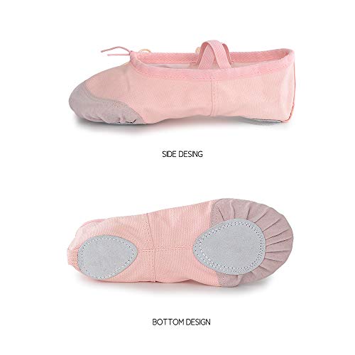 Soudittur Zapatillas de Ballet Suela Partida de Cuero Calzado de Danza para Niña y Mujer Adultos Rosa Tallas 32