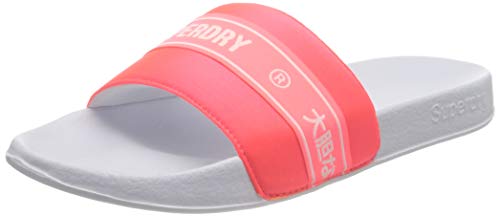 Superdry Tape Pool Slide, Sandalia. Mujer, Rojo neón, Small EU