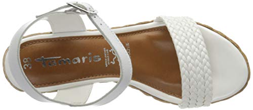 Tamaris 1-1-28037-24, Sandalia con Pulsera Mujer, Blanco White Lea Uni 105, 39 EU