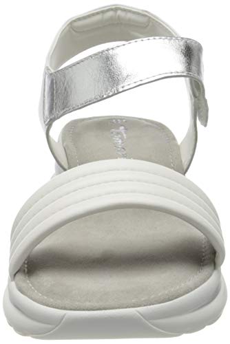 Tamaris 1-1-28233-24, Sandalia con Pulsera Mujer, Blanco White Silver 191, 37 EU