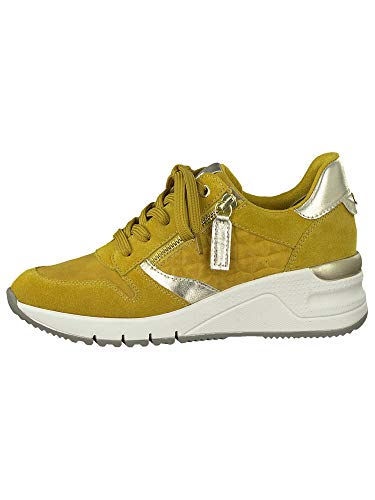 Tamaris Mujer Zapatos con Cordones, señora Zapatos Deportivos,Zapatos Bajos,Calzado de Calle,Zapatillas de cuña,Mustard Comb,39 EU / 5.5 UK