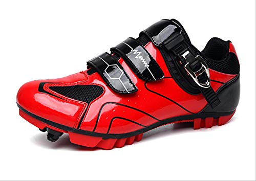 tangjiu Bolsa De Cuadro De Bicicleta,Zapatillas De Ciclismo Unisex, Zapatillas De Ciclismo Antideslizantes De Suela Dura, Zapatillas De Ciclismo De Carretera Y Montaña (Rojo,46)