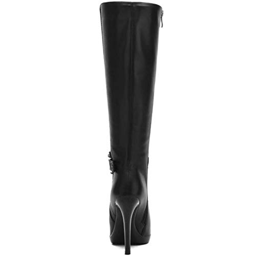 TAONEEF Botas Largas De Tacón Alto Para Mujer Botas De Tacón De Aguja Con Cremallera A Media Pierna Vestido De Fiesta Puntiagudo Zapatos De Invierno Talla Negra 36 Asiática