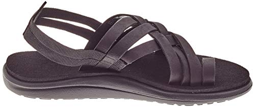 Teva Voya Strappy Leather, Sandalias de Punta Descubierta Mujer, Negro (Black Blk), 38 EU