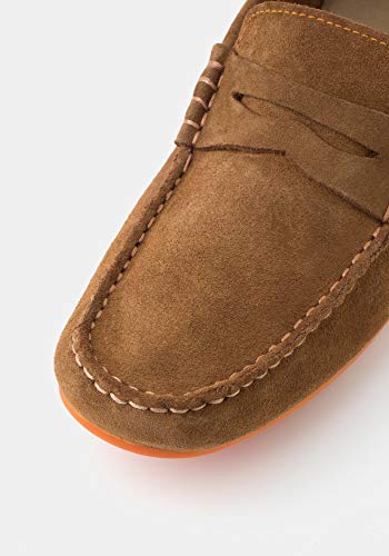 TEX - Mocasines De Piel para Hombre, Camel Oscuro, 40 EU