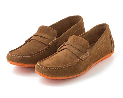 TEX - Mocasines De Piel para Hombre, Camel Oscuro, 40 EU