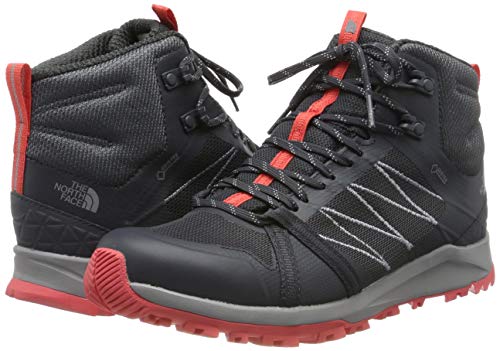 The North Face W LW Fp II Mid GTX, Botas de Senderismo para Mujer, Gris (Ebony Grey/Fiesta Red C40), 38.5 EU