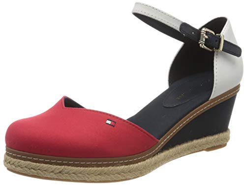 Tommy Hilfiger Basic Closed Toe Mid Wedge, Sandalias con Punta Abierta Mujer, Rojo (RWB 0kp), 39 EU