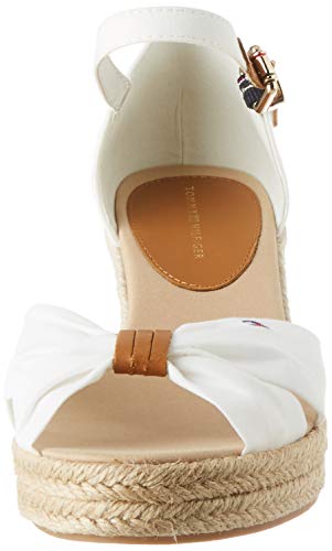 Tommy Hilfiger Basic Opened Toe Mid Wedge, Sandalias con Punta Abierta Mujer, Blanco (Ivory Ybi), 38 EU