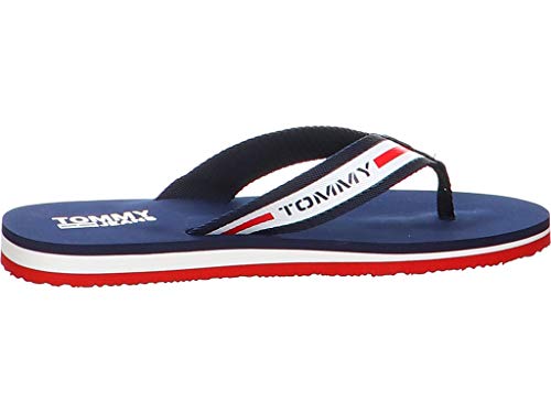 Tommy Hilfiger Chunky Tape Flat Beach Sandal, Sandalias Punta Cerrada Mujer, Azul (Twilight Navy C87), 37 EU