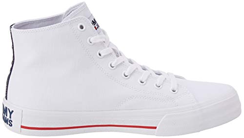 Tommy Hilfiger Classic Mid Tommy Jeans Sneaker, Zapatillas Altas Hombre, Blanco (White Ybs), 44 EU