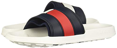 Tommy Hilfiger Flag Pool Slide, Zapatos de Playa y Piscina para Hombre, Blanco (White 100), 45/46 EU