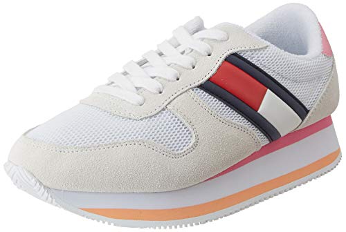 Tommy Hilfiger Flatform Runner Colour Sneaker, Zapatillas Mujer, Blanco (White Ybs), 40 EU