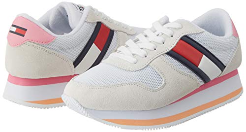 Tommy Hilfiger Flatform Runner Colour Sneaker, Zapatillas Mujer, Blanco (White Ybs), 40 EU