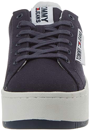 Tommy Hilfiger Oversized Label Icon Sneaker, Zapatillas Mujer, Azul (Twilight Navy C87), 39 EU