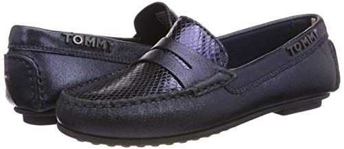 Tommy Hilfiger Snake Pattern Moccasin, Mocasines para Mujer, Azul (Tommy Navy 406), 38 EU