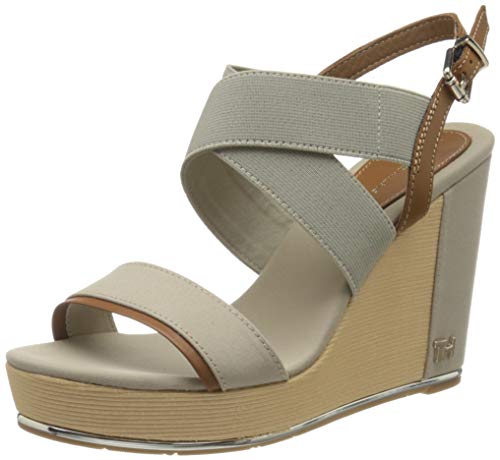 Tommy Hilfiger TH Hardware Basic High Wedge, Sandalias Punta Cerrada Mujer, Beige (Stone Aep), 40 EU