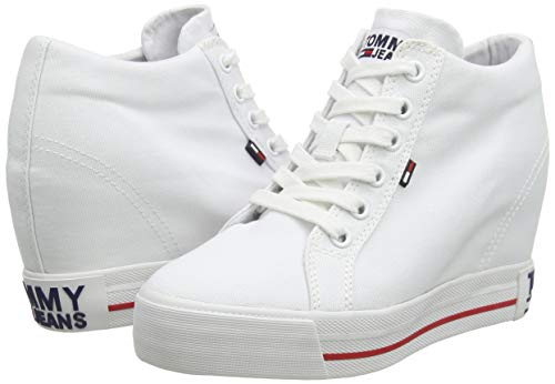 Tommy Hilfiger Wedge Casual Sneaker, Zapatillas Mujer, Blanco (White Ybs), 42 EU