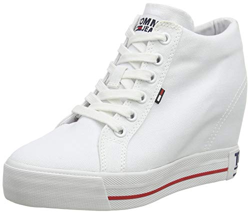 Tommy Hilfiger Wedge Casual Sneaker, Zapatillas Mujer, Blanco (White Ybs), 42 EU