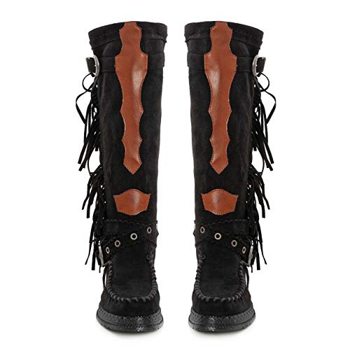 Toocool Botas de mujer indias ante flecos tacón interior zapatos JH20-72 Negro Size: 37 EU