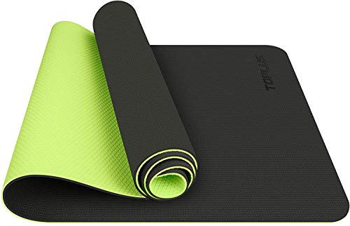 TOPLUS Esterilla Yoga Antideslizante Alfombrilla de Yoga Esterilla Pilates Esterilla Deporte- con Correa de Hombro 183cm x 61cm (Verde)