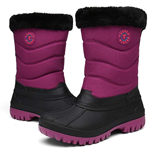 TQGOLD Botas de Nieve para Mujer Botas de Invierno Calentar Forrada Botas de Esqui Impermeables Al Aire Libre Anti Deslizante Botas de Senderismo(Rojo,41 EU)