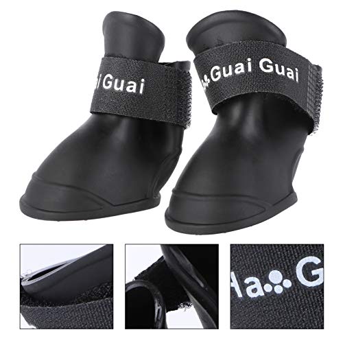 UEETEK Botas de Lluvia para Perro Mascota Colores Dulces Zapatos de Goma Antideslizantes a Prueba de Agua para Pequeño Perrito - Talla M (Negro)