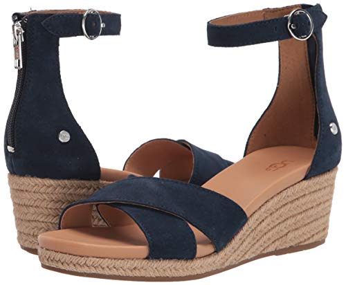 UGG Eugenia, Sandalias con cuña Mujer, Azul Marino (Navy Suede), 38 EU