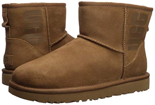 UGG Female Classic Mini UGG Rubber Logo Classic Boot, Chestnut, 3 (UK)