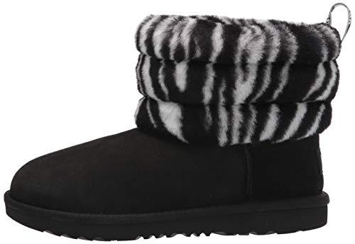 UGG Fluff Mini Quilted Zebra, Botas clásicas Kids', Black/White, 31 EU