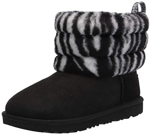 UGG Fluff Mini Quilted Zebra, Botas clásicas Kids', Black/White, 31 EU