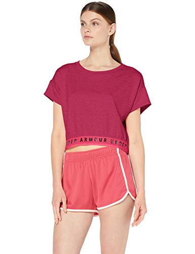 Under Armour Featherweight Fleece Crop Top Camisa Manga Corta, Mujer, Rosa, LG