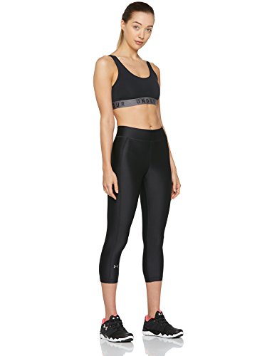 Under Armour Heatgear Armour Capri Pantalones Deportivos para Mujeres, Pantalones Transpirables, Mallas Deportivas Muy Ligeras con Corte de compresión, Black/Black/Metallic Silver (001), SM