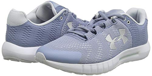 Under Armour Micro G Pursuit, Zapatillas para Correr de Carretera Mujer, Lavado Azul Blanco Metálico Plata 402, 39 EU