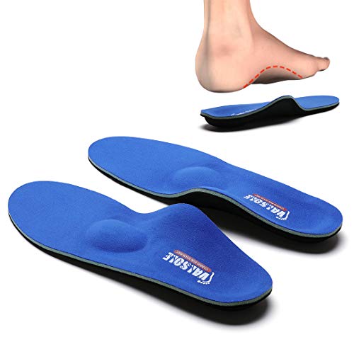 Valsole Plantillas Ortopédicas soportes de arco y talones la absorción de choque- para el dolor de talón, pie plano, Fascitis Plantar, dolor de rodilla y espalda (38-39 EU (250mm), V107B-Azul)