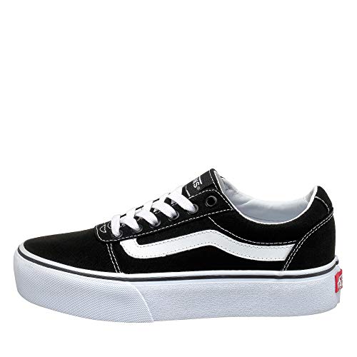 Vans Ward Platform Canvas Zapatillas Mujer, Negro (Canvas) Black/White 187), 41 EU (7.5 UK)