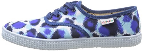 Victoria Inglesa Estamp Huella Tigre - Zapatillas de Deporte de Canvas para Mujer Azul Bleu (Azul) 37