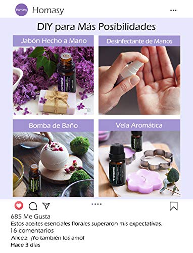 VicTsing Aceites Esenciales para Humidificador,100% Pure Natural,Perfume de Aromaterapia, 6*10ml-Naranja Dulce, Lavanda, Arbol de Té, Hierba de Limón, Eucalipto y Menta,etc. (6)