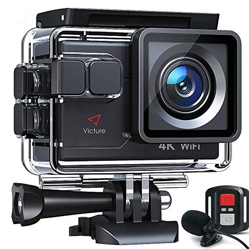 Victure AC700 Cámara Deportiva 4K Wi-Fi 20MP (Cámara de Accion Acuatica de 40M con Control Remoto y Micrófono Externo Funciones EIS Anti-Vibración y Slow Motion)