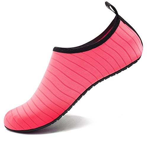 VIFUUR Zapatos de Agua Hombres Mujeres niños Aqua Yoga Descalzos de Secado rápido Slip-en los Calcetines Rosa EU38/39