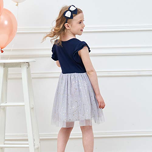 VIKITA Vestido Patrón de Mariposa Unicornio Algodón Tulle Tutu Manga Corta Niñas SH4581 8T