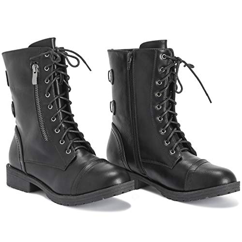 Viva - Botas de media caña con bolsillo exterior y cremallera para mujer, color Negro, talla 38 EU