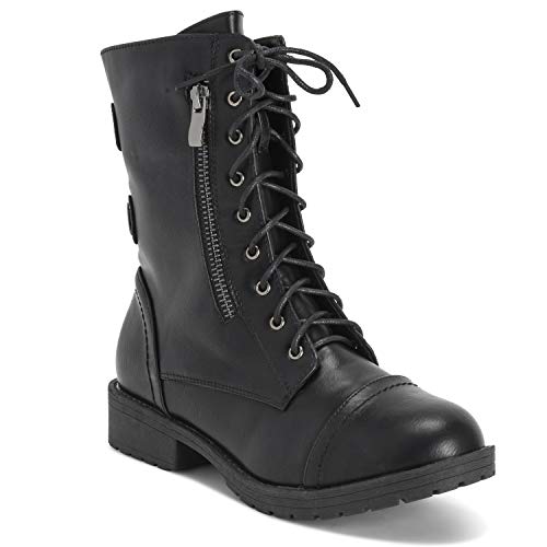 Viva - Botas de media caña con bolsillo exterior y cremallera para mujer, color Negro, talla 38 EU