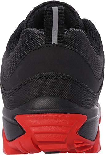 WHITIN Zapatos de Seguridad Hombres Zapatillas de Trabajo con Punta de Acero Ultra Liviano Reflectivo Anti-Deslizante Transpirable Zapatos de Industriay Construcción Negro Rojo 42 EU