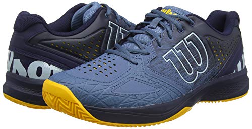 Wilson Kaos Comp 2.0 CC, Zapatilla de Tenis para Tierra Batida, tenistas de Cualquier Nivel Hombre, Azul/Azul/Dorado, 44 EU