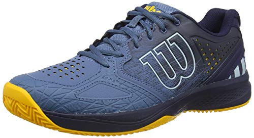 Wilson Kaos Comp 2.0 CC, Zapatilla de Tenis para Tierra Batida, tenistas de Cualquier Nivel Hombre, Azul/Azul/Dorado, 44 EU