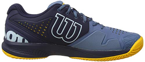 Wilson Kaos Comp 2.0 CC, Zapatilla de Tenis para Tierra Batida, tenistas de Cualquier Nivel Hombre, Azul/Azul/Dorado, 44 EU