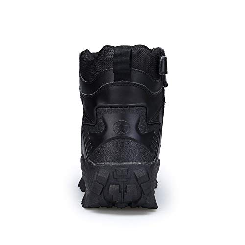 WOJIAO Botas de Tobillo de Encaje de Moda para Hombres Tácticas de Combate Seguridad Resistente al Desgaste Zapatos de policía Militar